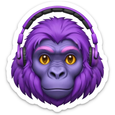 purple haired gorilla head with retro 80s headset sticker