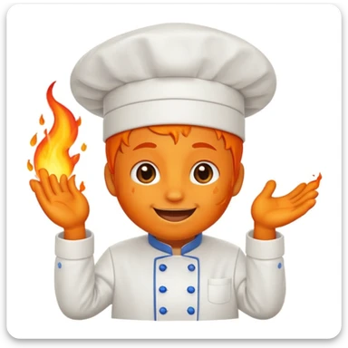 emoji mascotte goute enflammée en chef de cuisine sticker