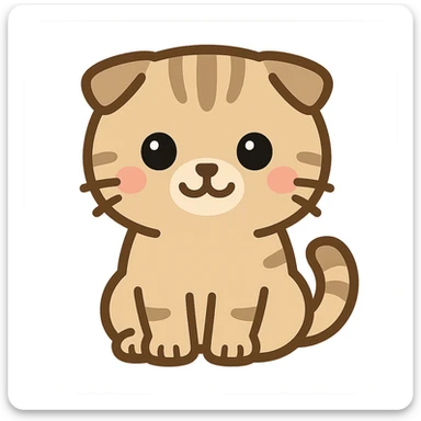 kawaii scottish fold kitten sitting, twitter style emoji sticker