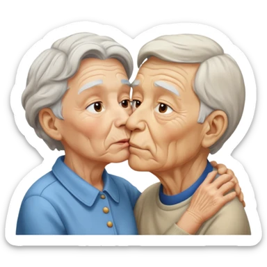 Crea un viejito besando a un joven sticker