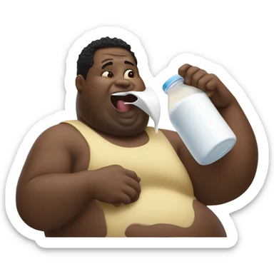 Fat black guy chugging milk sticker