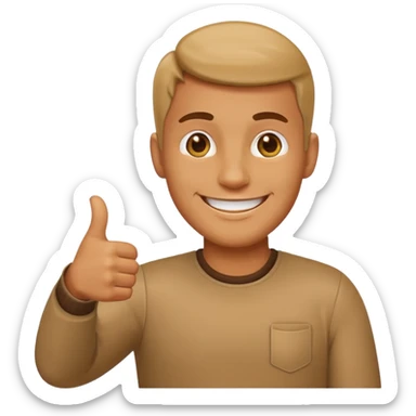 man standing on a pile of documents, showing a thumbs up emoji sticker