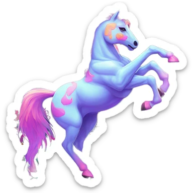 Trippy Zombie Pegasus unicorn psychedelic flowers floral groovy art neon rave raving sticker