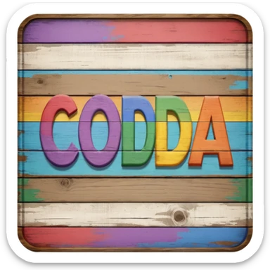 a wooden sign that says "Coda's Gay" sticker