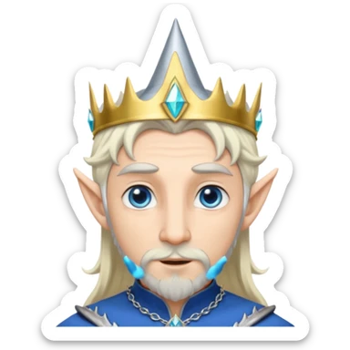 elf prince with pointy ears, white skin, silverblond hair, blue eyes, Chin beard sticker