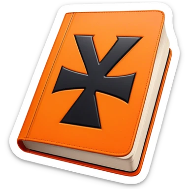 A bright orange book with a black, bold X with an edgy texture, exuding energy and pure, unapologetic confidence..orange halo aura.. unstoppable sticker