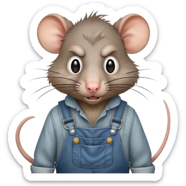 skinny angry-rat disheveled long-nose wearing-overalls sticker