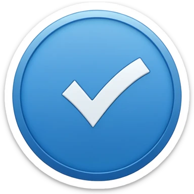 Make me an emoji that theirs a blue circle and inside of the circle is blue bot they should be a white tick inside the circle  sticker