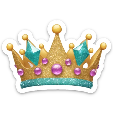 glittery crown with happy face on it sticker