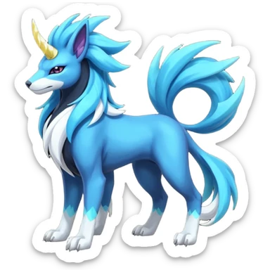 Shiny Dark Edgy Suicune-Cobalion-Manectric-Aurorus-Fakémon-hybrid-creature (full body)  sticker