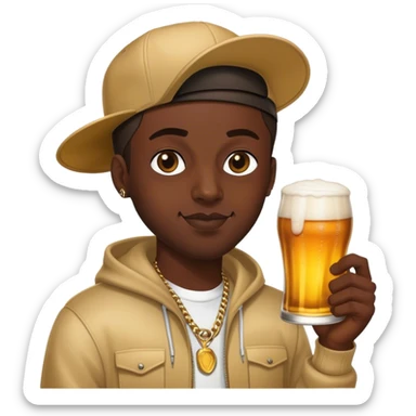 Dark Black Rapper with Beer  sticker