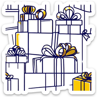 Decorative shiny metallic gift wrap with golden reflections sticker