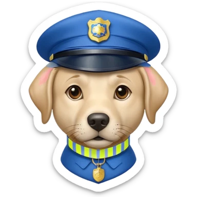  Lablador dog with a blue police cap sticker