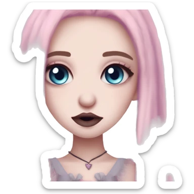 Cute pastel goth spooky brown lips CUTE pink pale vampire teeth pretty pink eyebrows vampire goth princess elf ears blue eyes pink hair sticker