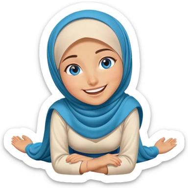 Turkish beautiful finish Konya girl blue eyes with hijab and islamic dress she’s Rolling on the Floor Laughing  sticker