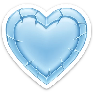 a flat heart that appears to be chiseled from a block of ice. Frost seems to grow on it sticker