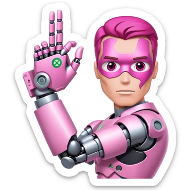 schwarzenegger-looking half robotic half human pink terminator holding excel pink icon sticker