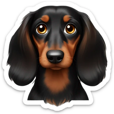 Brown and black long haired dachshund  sticker