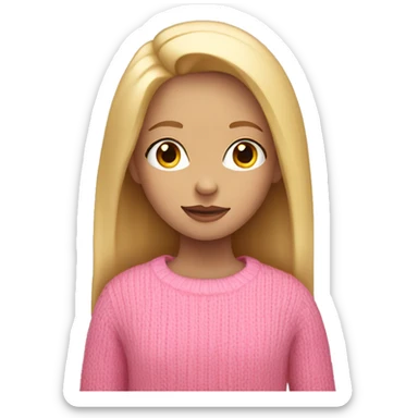 Girl with blonde hair straight down with a pink jumper on  sticker