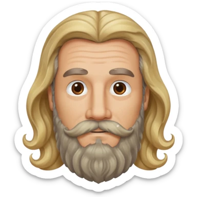 MID AGE MAN WITH LONG BLOND & bROWN WAVY HAIR; AND BROWN & GREY MOUSTACH AND BEARD sticker