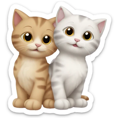 Two kittens hugging but one of them is the mother of the other  sticker
