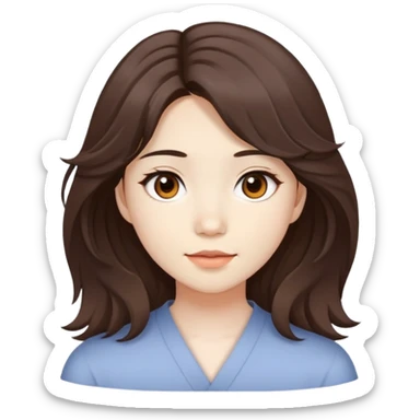 Girl with slightly wavy hair layers and brown eyes Asian and tanish pale face sticker