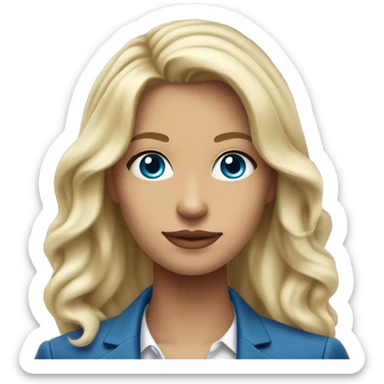a 25 years old business woman in finance with long curled platinum blonde hair wearing hot pink blazer. she is white and has blue eyes sticker