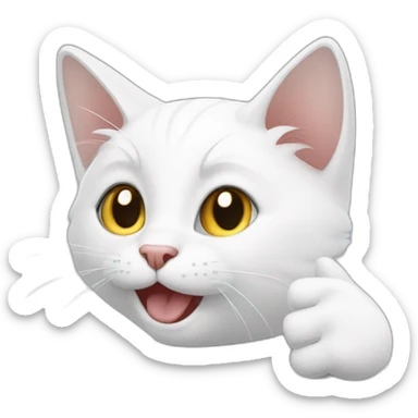 White cat gives a thumbs up sticker