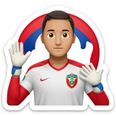 Keylor NavasK camisa roja de Costa Rica  y guantes de portero qué el escudo de costa  rica sea la bandera dentro de un circulo blanco  sticker