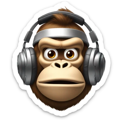 Tête de Donky kong avec un casque Apple sur la tête  sticker