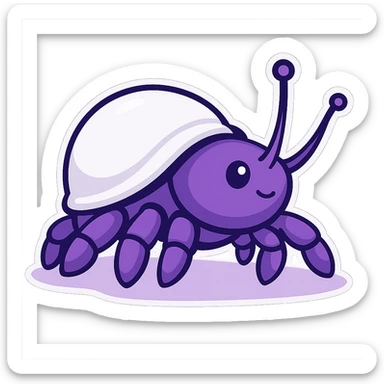 hermit crab should be violet and the shell should be white, sticker style sticker