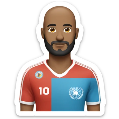 un mec sans cheveux  avec barbe maillot de foot  sticker