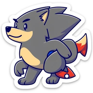 super dog with Sonic the Hedgehog sticker