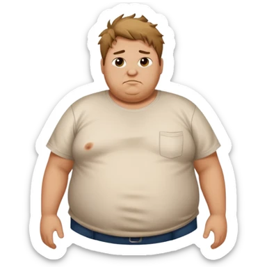 Hombre obeso mórbido con la barriga saliendo de la camisa sticker