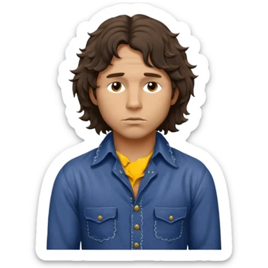 cinematic realistic ultra HD - a thoughtful, messy, shaggy Jim Morrison in a Victorian shirt sticker