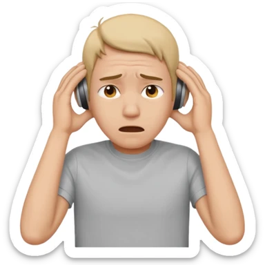 Frustrated person covering their ears sticker