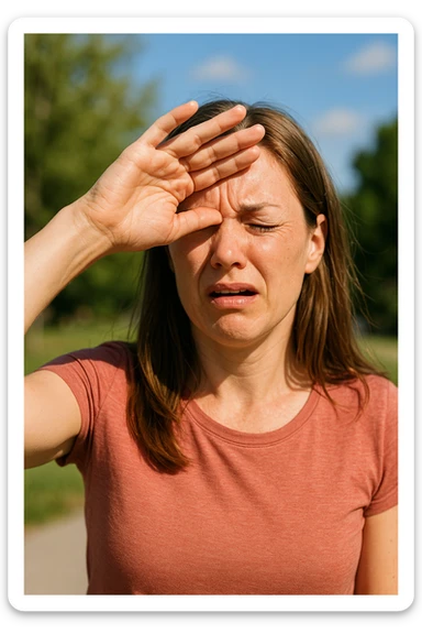 Donna che ha male agli occhi con il sole sticker
