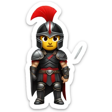 Fantasy spartan warrior male wearing detailed black armor with a red plumed helmet
 sticker