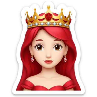 Red rose princess tiara sticker