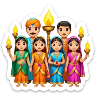 Diwali festival celebration, traditional Indian lamps, vibrant colors, festive mood sticker