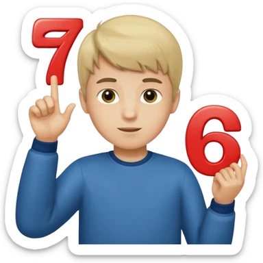 boy holding up number 67 sticker