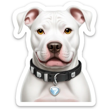 White pitbull with a collar that says Ice sticker