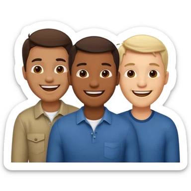 Three men friends sticker
