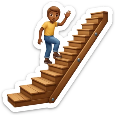 apple style emoji of a figure climbing a staircase sticker