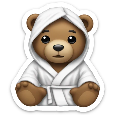 Teddy bear wearing a bath robe sticker