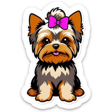 Yorkie with a pink T-shirt  sticker