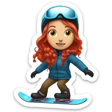 Woman with long red hair snowboarding sticker