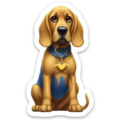 blue and yellow standing on hind legs begging bloodhound  sticker