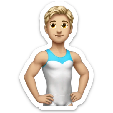 sporty european boy in gymnast leotard sticker