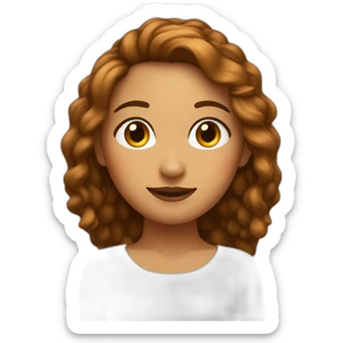 chica con pelo marrrón y largo, ojos marrones y lunares sticker